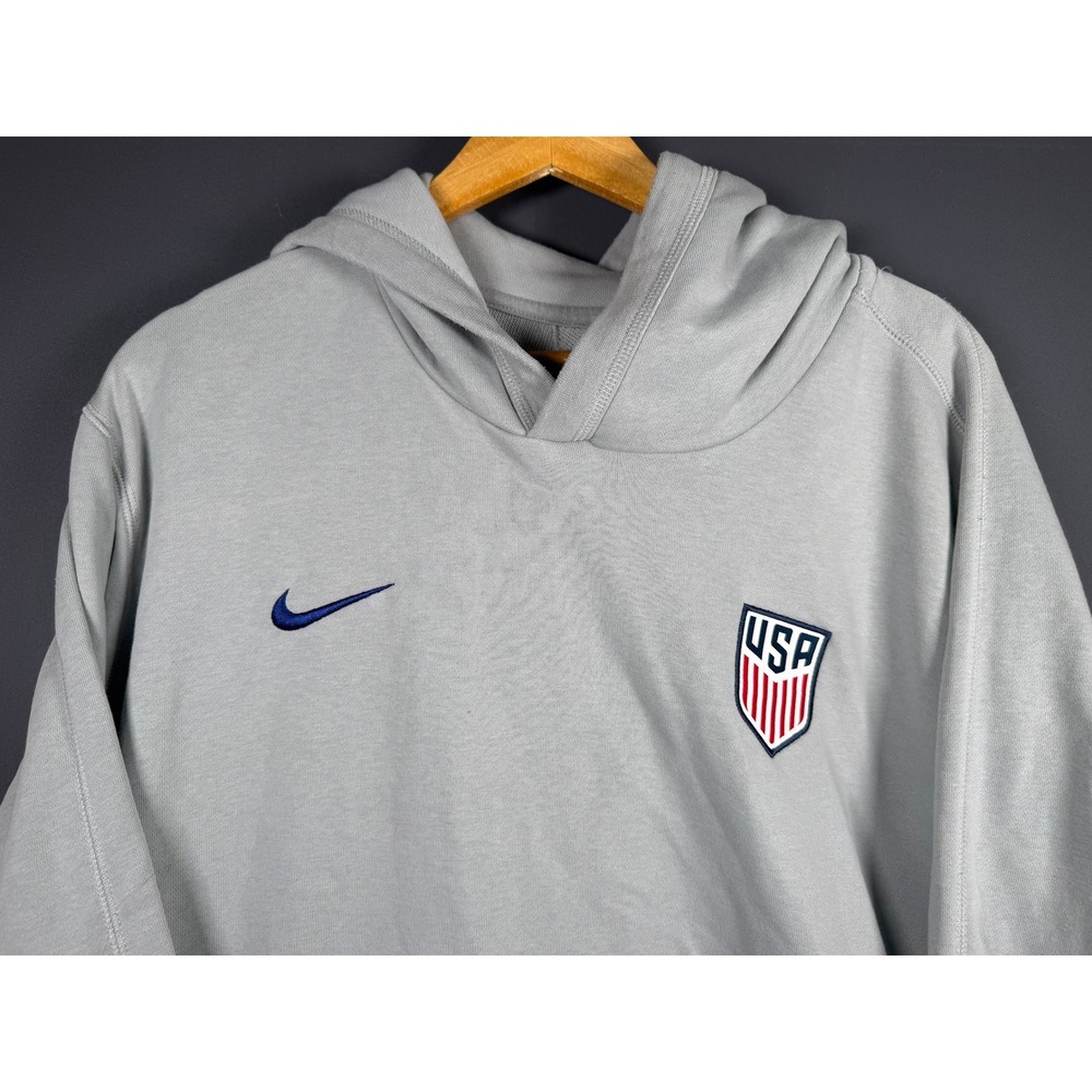 Nike USA Soccer Mens XXL Gray French Terry Hoodie Sweatshirt USSF Logo